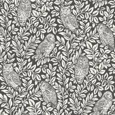 White Wallpaper Nuwallpaper Charcoal Sleepy Owls (MFMSCS16)