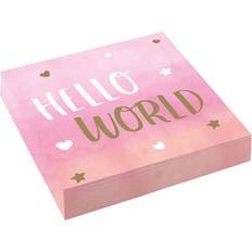 Amscan Paper Napkins Hello World Oh Baby Girl 16-pack