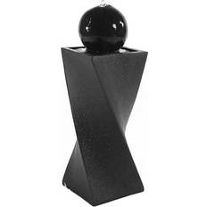 Sunnydaze Black Ball Solar with Battery Backup Outdoor Water Fountain with LED Light