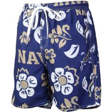 Wes & Willy Navy Midshipmen Floral Volley Logo Swim Trunks - Navy
