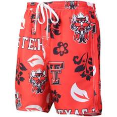 Wes & Willy Texas Tech Red Raiders Floral Volley Logo Swim Trunks - Red