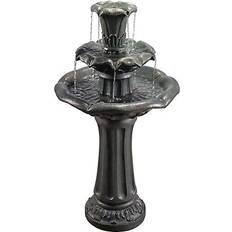 Teamson Garden Decorations Teamson Home Outdoor Lily Flower Stone 3-Tier Waterfall Fountain
