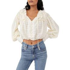 Free People Hailey Cropped Blouse - Ivory