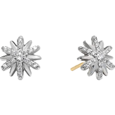 David Yurman Petite Starburst Stud Earrings - Silver/Gold/Diamond