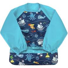 Green Sprouts Snap & Go Easy Wear Long Sleeve Bibe Aqua Pirate