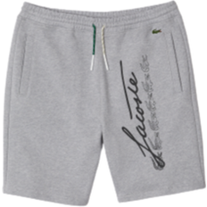 Lacoste Clothing Lacoste Signature Print Cotton Fleece Shorts - Grey Chine