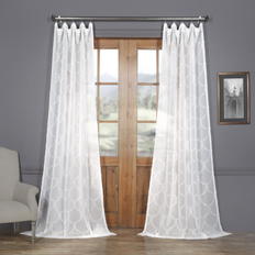 Patterned Linen Sheer Single Curtain Panel