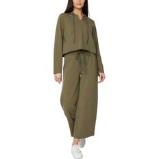 NYDJ Cropped Pullover Hoodie - Moss