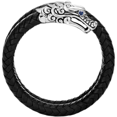 John Hardy Legends Naga Leather Coil Bracelet - Silver/Black/Sapphire