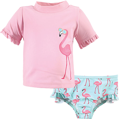 Hudson Swimwear Children's Clothing Hudson Infant Girl Swim Rashguard Set - Flamingo