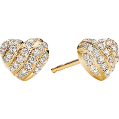 David Yurman Heart Stud Earrings - Gold/Diamonds