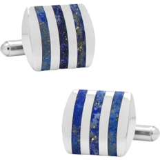 Lapis Jewelry Cufflinks Inc Striped Cufflinks - Silver/Blue
