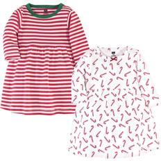 Hudson Baby Cotton Long Sleeve Dress 2-pack - Candy Cane (11156729)