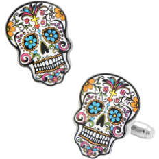 Black Cufflinks Cufflinks Inc Day of the Dead Skull Cufflinks - Silver/Multicolour