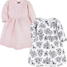 Polka Dots Children's Clothing Hudson Toile Long Sleeve Dresses 2-Pack - Black/Pink