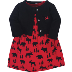 Hudson Dresses Children's Clothing Hudson Baby Cotton Dress and Cardigan - Red Moose Bear (10159747)