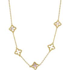Station Chain Necklace - Gold/White