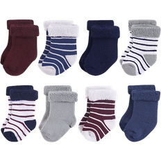 Hudson Underwear Children's Clothing Hudson Terry Roll Cuff Socks 8-pack - Navy Gray Stripe (10754115)