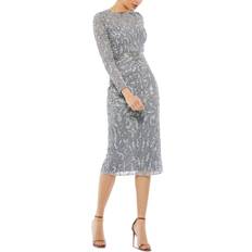 Mac Duggal Knee Length Dresses Mac Duggal Beaded Sequined Dress - Platinum