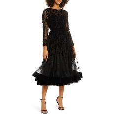 Mac Duggal Midi Dresses Mac Duggal Eelegant Velvet Floral Cocktail Dress - Black