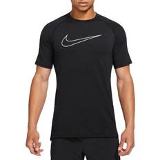 Breathable Clothing Nike Pro Dri-FIT Slim Fit Short-Sleeve Top - Black/White