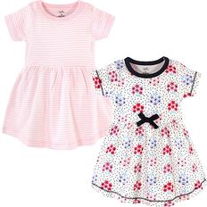 Babies Dresses Touched By Nature Girl's Floral Dots & Stripes Organic Dress 2-pack - Pink