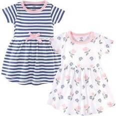 Touched By Nature Girl's Organic Dress 2-pack - Roses/Berries/Stripes