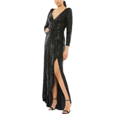 Mac Duggal Sequin Wrap Evening Gown - Black