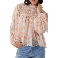 French Connection Crinkled Floral-Print Blouse - Classic Cream Multi