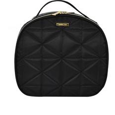 Modella Quilted Round Train Case Cosmetic Duffle - Black