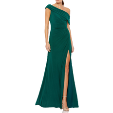 Mac Duggal Ruched One-Shoulder Trumpet Gown - Emerald