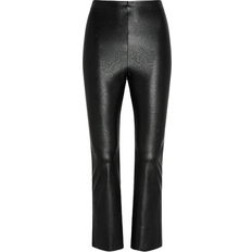 Women Pants Commando Faux Leather Crop Flare Legging - Black