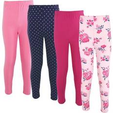Polka Dots Pants Children's Clothing Hudson Baby Cotton Pants and Leggings 4-pack - Pink Navy Floral (10125561)