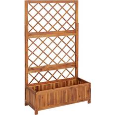 Wood Outdoor Planter Boxes vidaXL Raised Bed with Trellis 14.961x33.465x59.055"