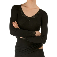 Seide Bekleidung Calida Richesse Lace Shirt Long Sleeve Top - WS Black
