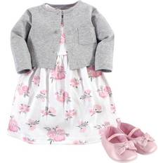 Hudson Dress, Cardigan, Shoe Set 3-Piece - Pink/Grey Floral ( 10153828)