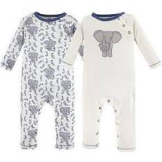 Touched By Nature Baby Elephant Coveralls 2-pack - Grey/White