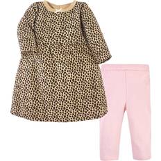 Hudson Quilted Cotton Dress and Leggings - Leopard Pink (10125980)