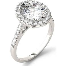 Charles & Colvard Moissanite Oval Halo Ring - White Gold/Diamonds