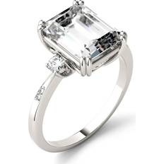 Rings Charles & Colvard Moissanite Emerald Engagement Ring - White Gold/Diamonds