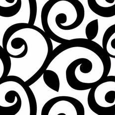 Hernia Non Woven Wallpaper Manhattan Comfort Black and White Curling Leaf Wallpaper