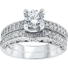 Wedding and engagement rings Pompeii3 Vintage Engagement Ring - White Gold/Diamonds