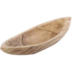 Beige Serving Bowls Wood Carved Boat Shaped Serving Bowl