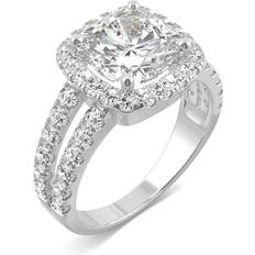 Jewelry Charles & Colvard Cushion Halo Ring - White Gold/Diamonds