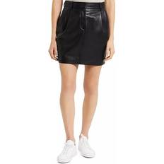 Theory Pleated Leather Mini Skirt - Black