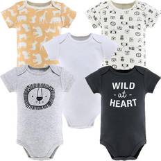 The Peanutshell Baby Boy or Baby Girl Short Sleeve Bodysuits 5 Pack - Safari Animals
