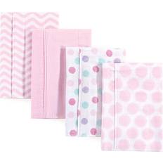 Luvable Friends Flannel Burp Cloth 4-pack Pink Dots/Chevron