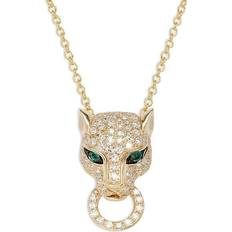 Effy Panther Pendant Necklace - Gold/Diamonds/Emerald