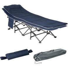 OutSunny Outdoor Portable Folding Camping Blue Twin Cot Adults, Double Layer Heavy-Duty Sleeping Cots with Carry Bag