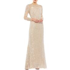 Mac Duggal Embellished Long Sleeve Trumpet Gown - Rose Gold